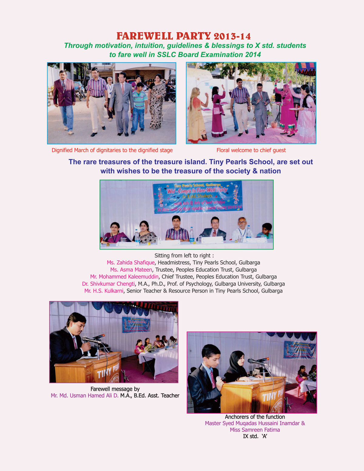 Tiny Pearls school Function Farewell Party in gulbarga